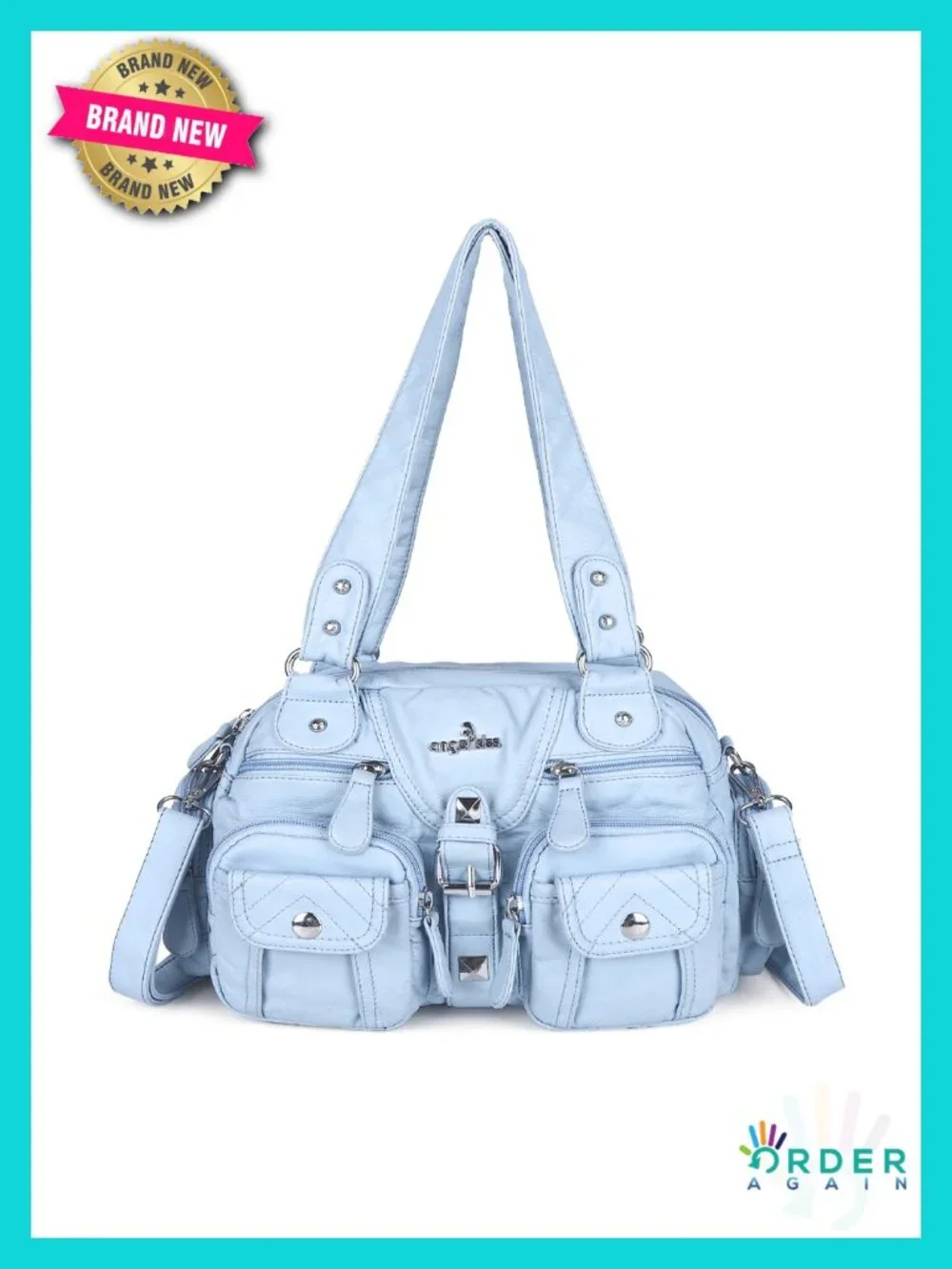 Faux Leather Hobo Crossbody Bag with Removable Strap Soft Multipocket